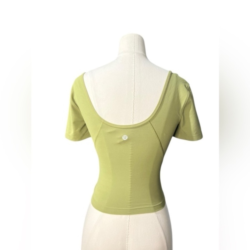 Lululemon Align tee Green Slim fit Cropped length Nulu Sz 2 - Picture 3 of 7